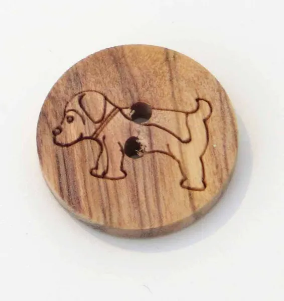 Hovedbilde Treknapp oliven, 16 mm,  rund med hund